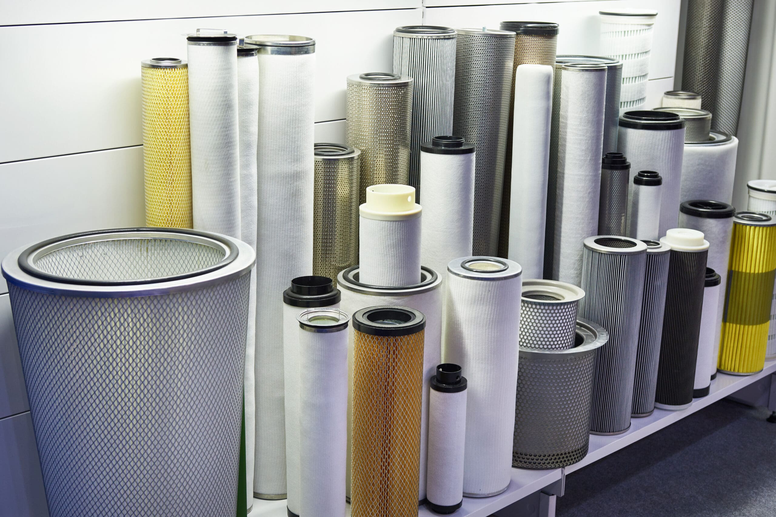 Wide variety of cylindrical air filters in different sizes and mesh types for commercial and industrial use