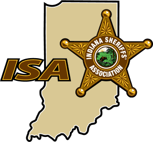 Indiana Sheriffs' Association logo featuring state outline and gold badge