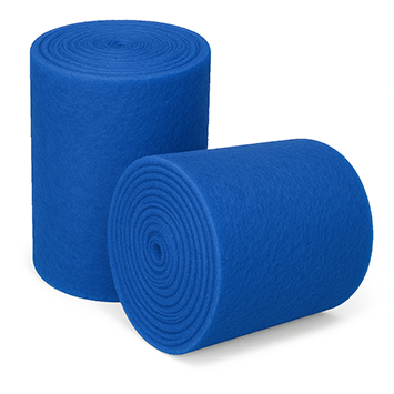 Two blue synthetic filter media rolls for commercial and industrial air systems